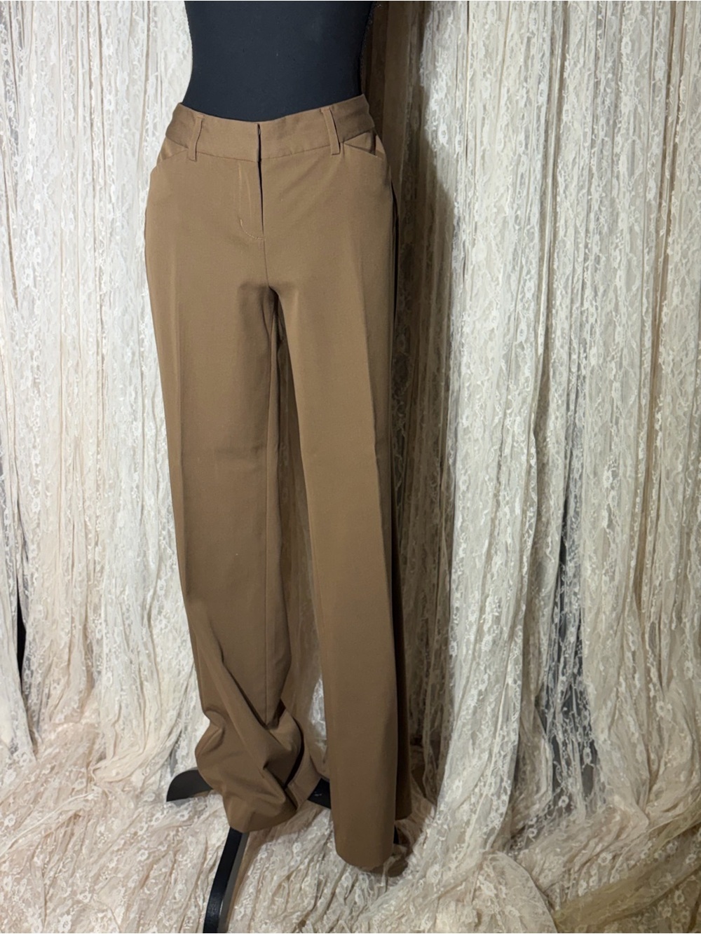 Express Women's Brown Straight-Leg Dress Trousers